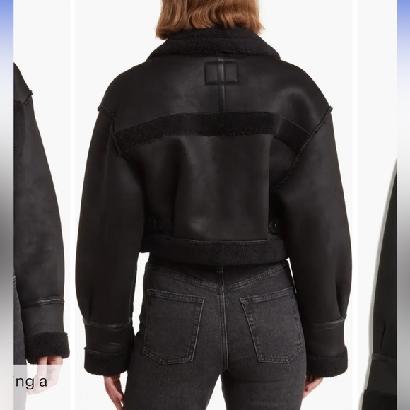 Blank NYC Faux Shearling Bonded Faux Leather Crop Jacket - Picture 2 of 7